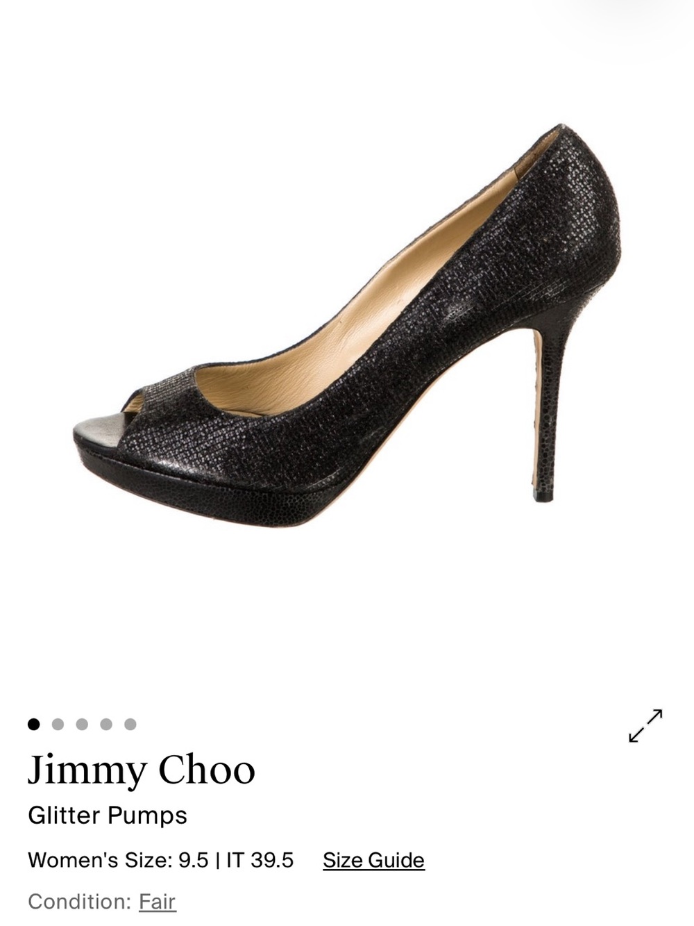 Jimmy Choo Black Glitter Peep-Toe Platform Pumps